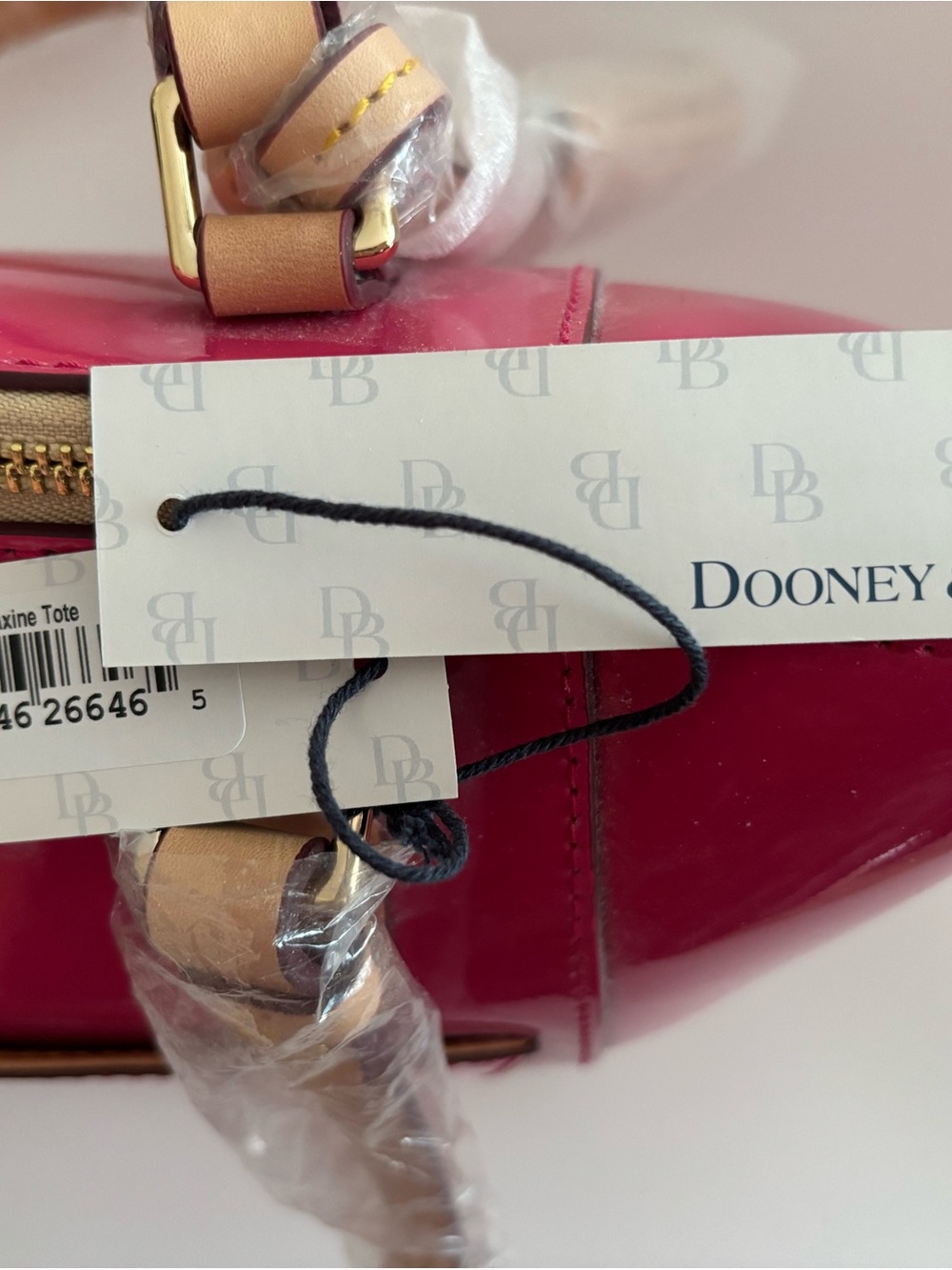 NWT Dooney & Bourke Fuchsia Patent Leather Maxine Tote Bag Pristine Wrapped - Picture 7 of 14